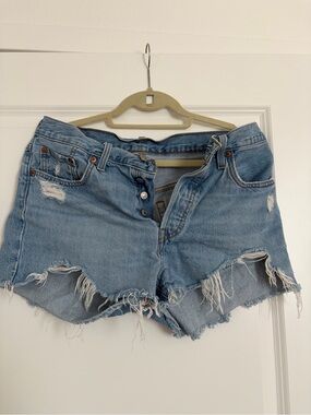 Levi's Light Blue Distressed Denim Cutoff Shorts